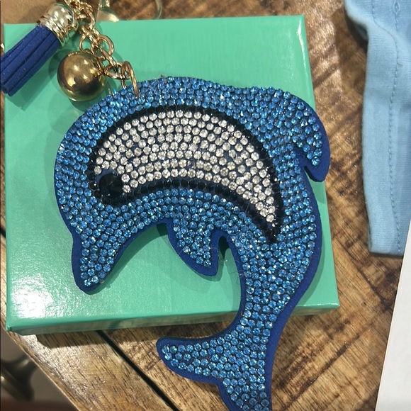 Blue Rhinestone Dolphin Keychain - Picture 1 of 1